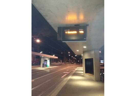 Tram stop at 02:39 a.m.